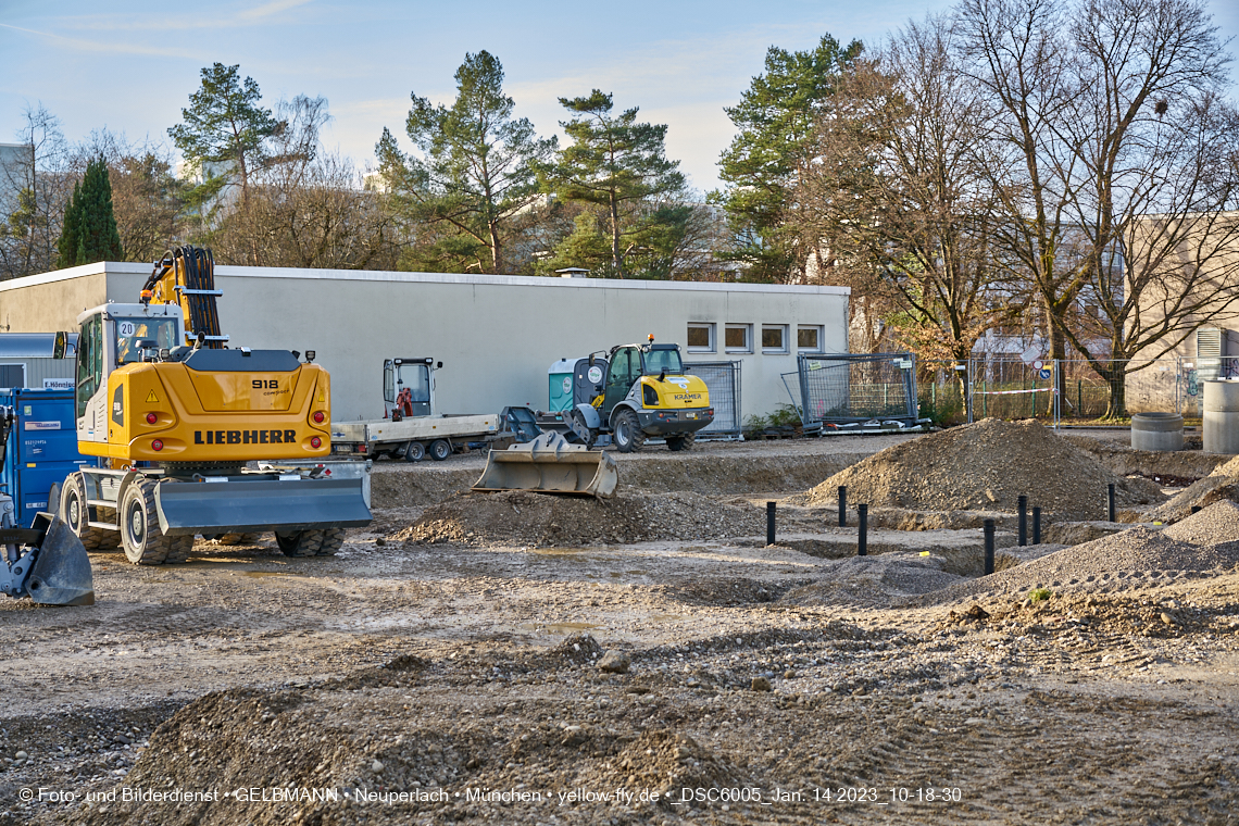 14.01.2023 - Baustelle an der Quiddestraße Haus für Kinder in Neuperlach